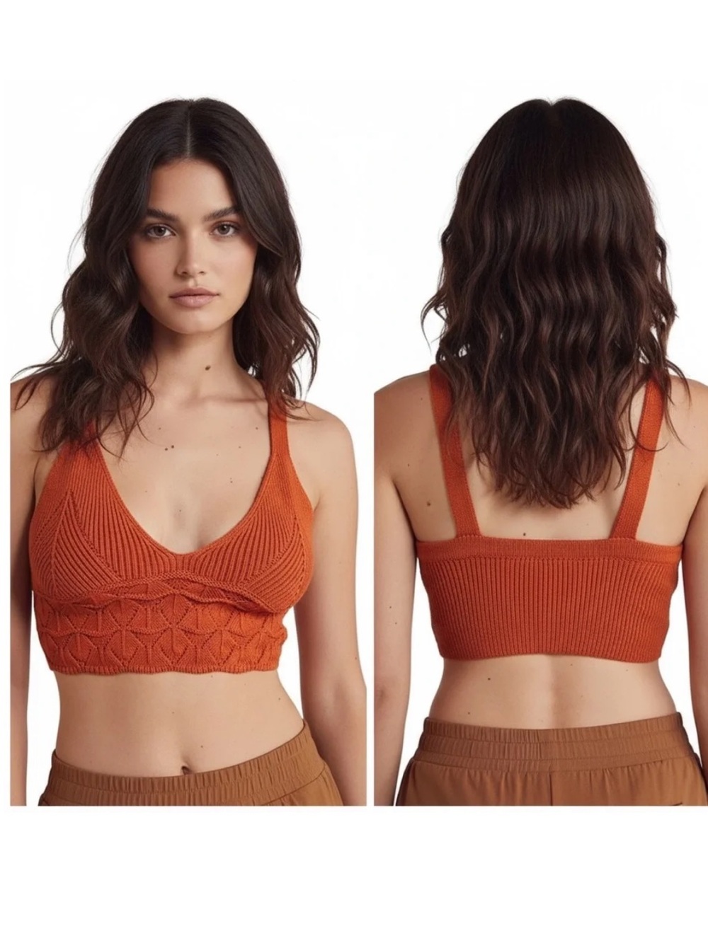 Free People Crochet Cropped Everyone's Favorite Swit Rami Burnt Orange